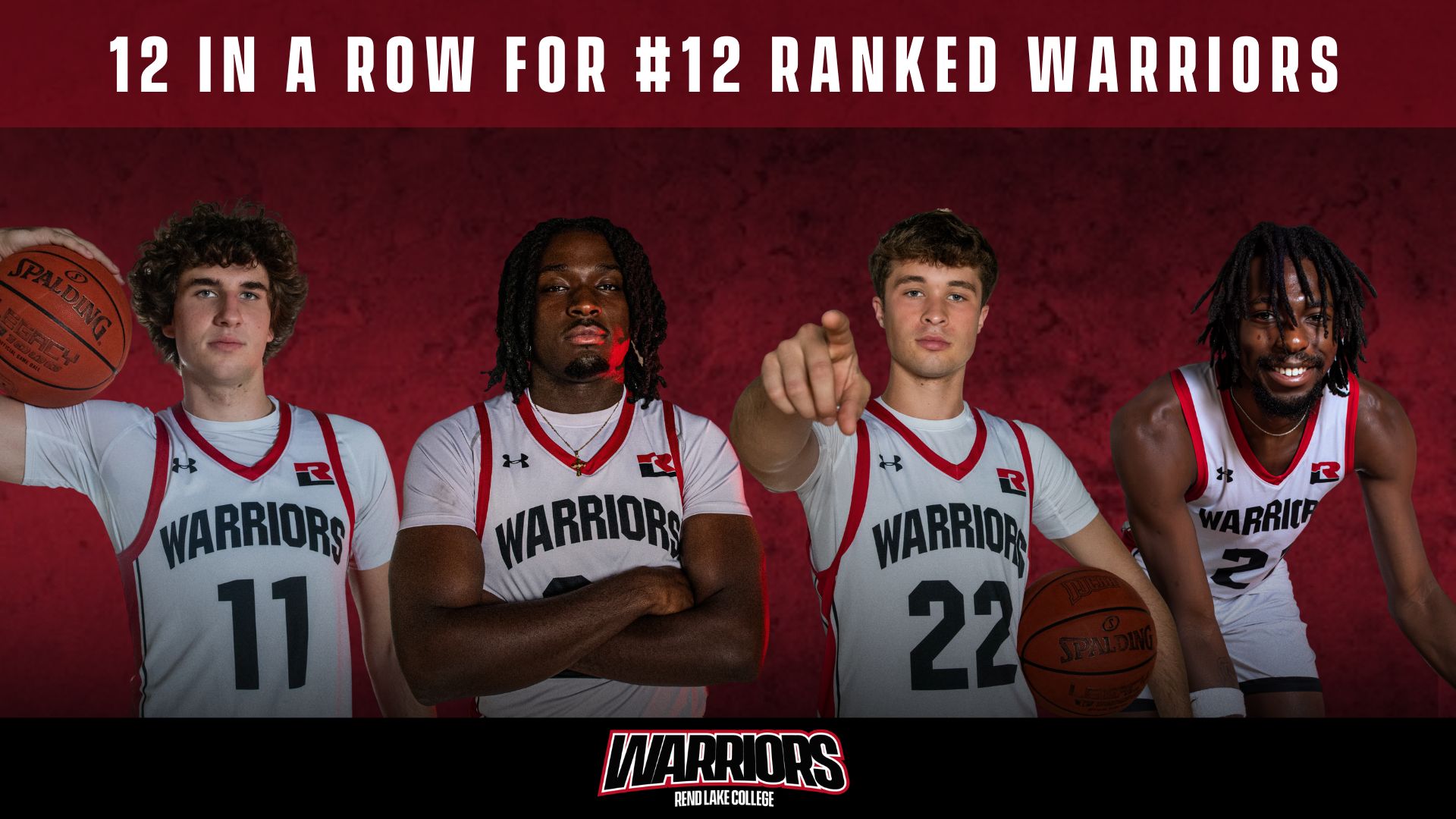 12 in a row for #12 Ranked Warriors featuring, from left, Will Paulson, Elijah Edosa, Owen Treat. Opeyemi 
